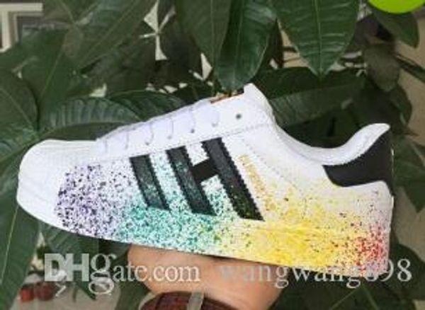 

low-cost sales spring autumn fashion men women original superstar super shoes 18 color size 36-44 skateboarding shoes flat shoes, Black
