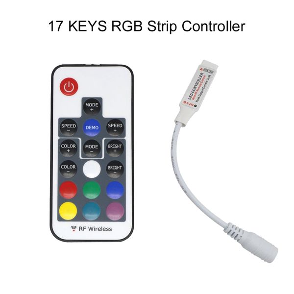 RGB 17 chaves mini rf wireless conduzido RGB controlador remoto RGB com 4pin feminino para controlar a tira de LED SMD 5050 SMD 2835