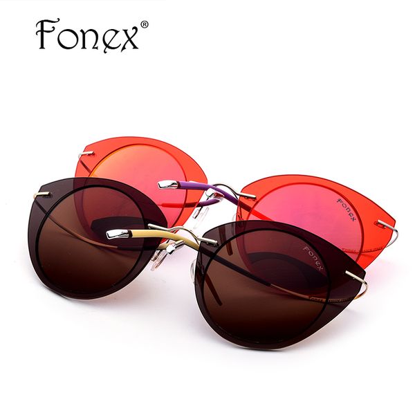 

titanium alloy nylon sunglasses women brand designer polarized sunglass screwless eyewear oversize cateye sun glasses 76123, White;black