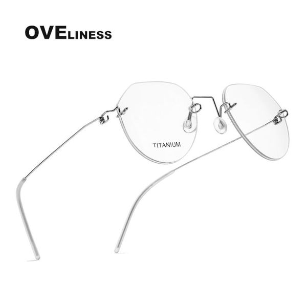 

2020 titanium rimless glasses frame for men women prescription eyeglasses man frameless myopia optical frames spectacles eyewear, Black