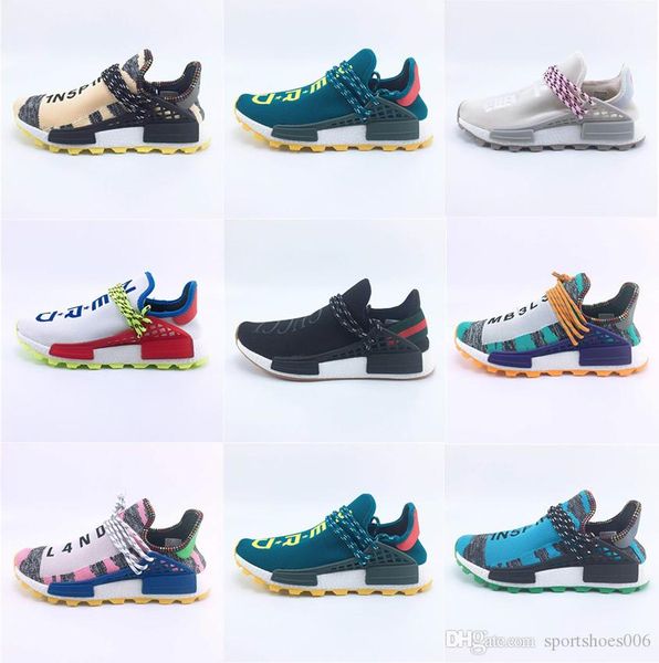 

human race hu trail pharrell williams running shoes nerd black pink glow mens trainers women designer shoes runner sneakers (without box