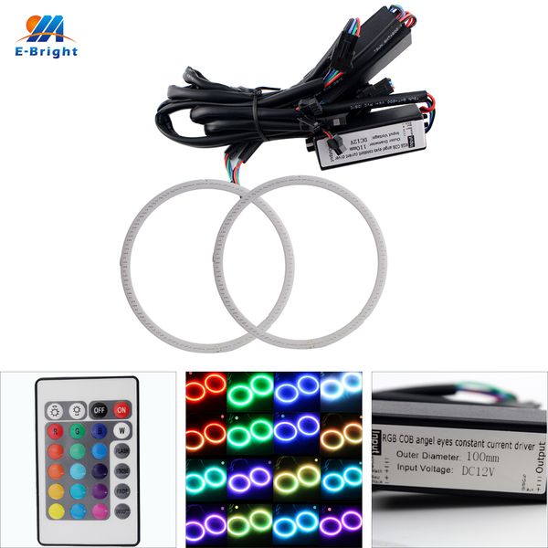 

cob rgb halo rings 60mm 70mm 80mm 90mm 95mm 100mm 105mm 110mm 115mm 120m led headlight car angel eyes with 24 keys controller