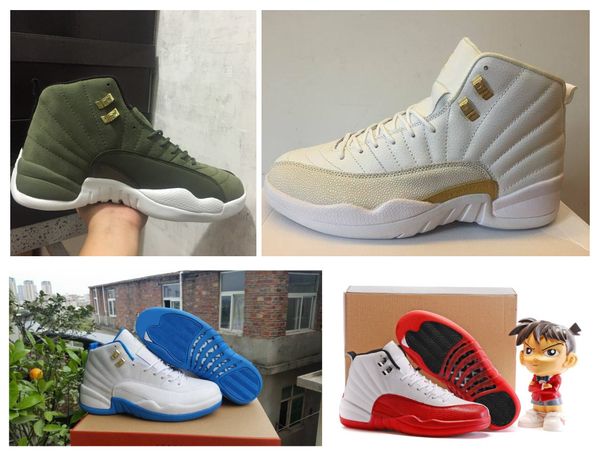 

men 12s basketball shoes sneakers designer new ovo gym red bred blue black white 12 shoes for men with box
