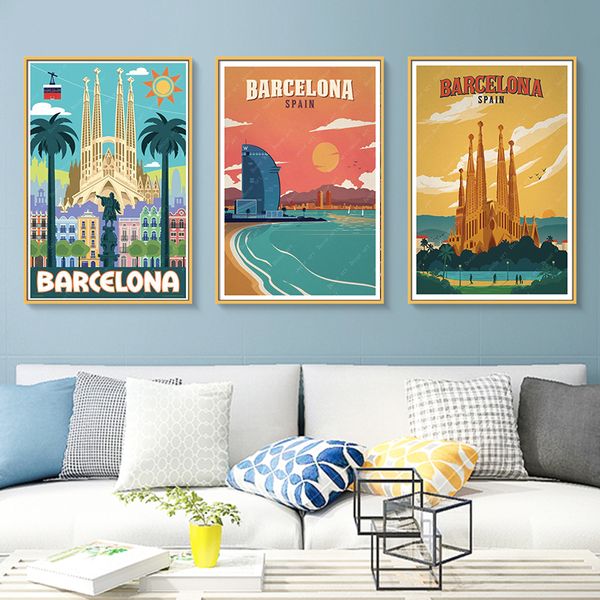 

europe spain art travel canvas paintings vintage kraft posters coated wall stickers home decor family gift