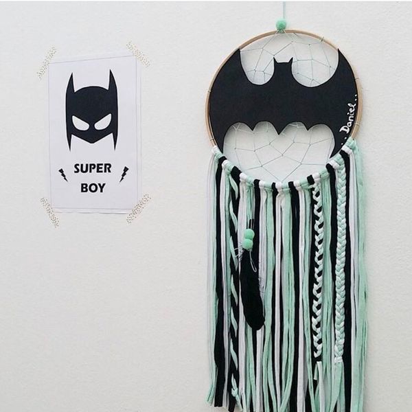 

cartoon batman handmade boho dream catcher tapestry kit diy wall hanging child boys gift craft gift home decor