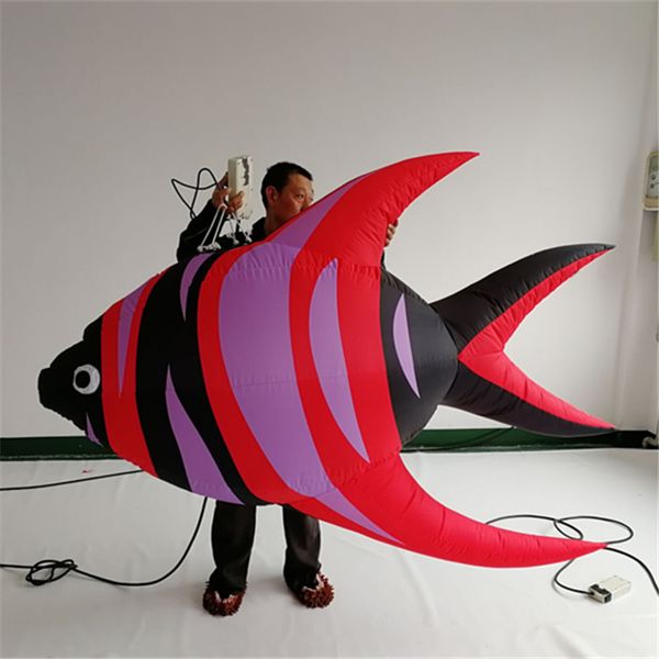 Pesca inflável de balão inflável de 3m com soprador e luz LED para decoração de teto de boate