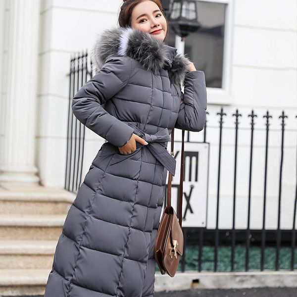 

women down jacket fashion warm long hooded female jacket long coat casual cotton-padded long sleeve parkas down coat winter, Black