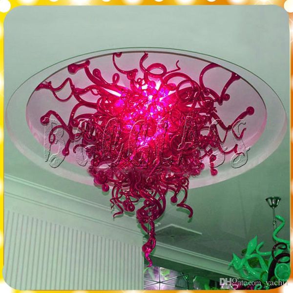 

luxury red glass large chandelier light european chihuly style 100% hand blown glass staircase chandelier led pendant light for l