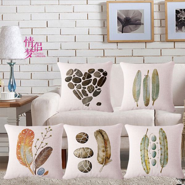 

hand gravel feather cotton flax pillow back cushion cushion can customized