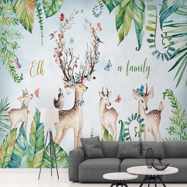 

custom large mural 3d wallpaper cartoon fantasy creative fawn flowers child bedroom mural tv back wall decor deep 5d embossed