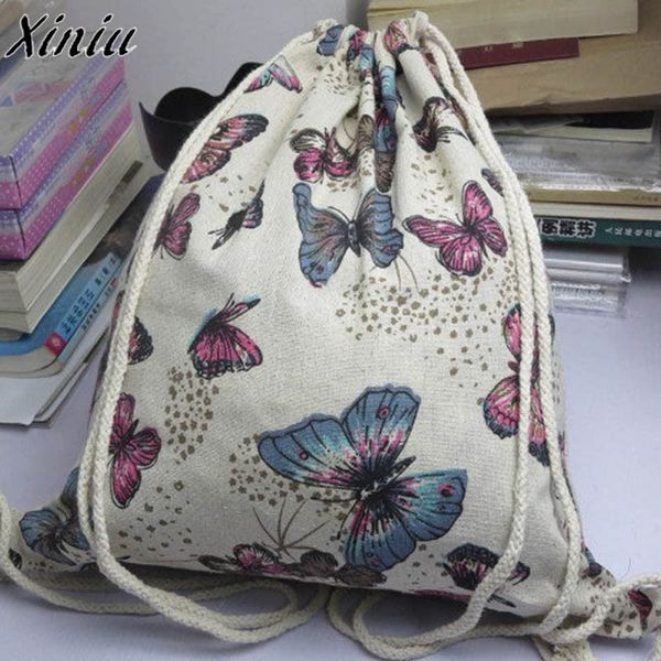 

travel softback women backpacks for school retro printing bags drawstring backpack harajuku pouch gift female sale