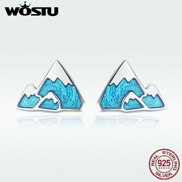 

wostu 2018 new 100% 925 sterling silver iceberg mountain stud earrings for women girlfriend unique classic jewelry gift dxe475, Golden;silver
