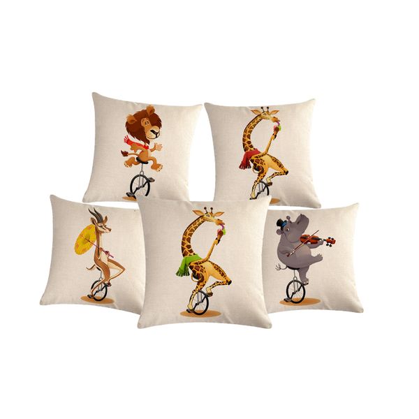 

мультфильм животные подушка обложка белье наволочка жирафы езда тачка подушка обложка для автомобилей дивана талия home decor zy553