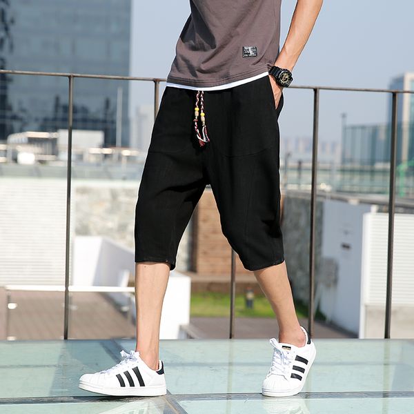 

men's trend pants summer new harem pants men, White;black