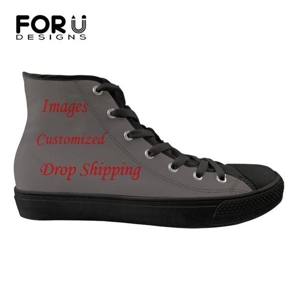 

forudesigns настроить изображение или логотип женщины кроссовки квартиры милые животные бультерьер печати мода высокий верхний холст вулкани, Black