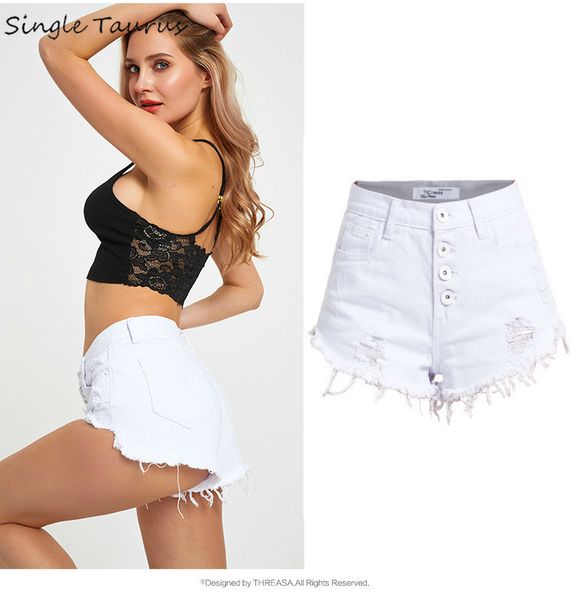 

high waist button jeans shorts women streetwear casual 2020 summer shorts for women black white pantalones cortos mujer, White;black