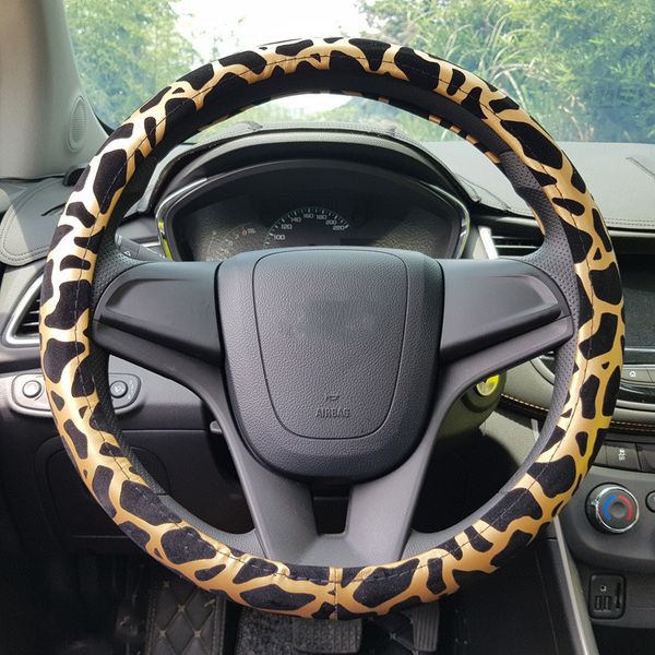 

car steering wheel cover leopard print four seasons universal deerskin