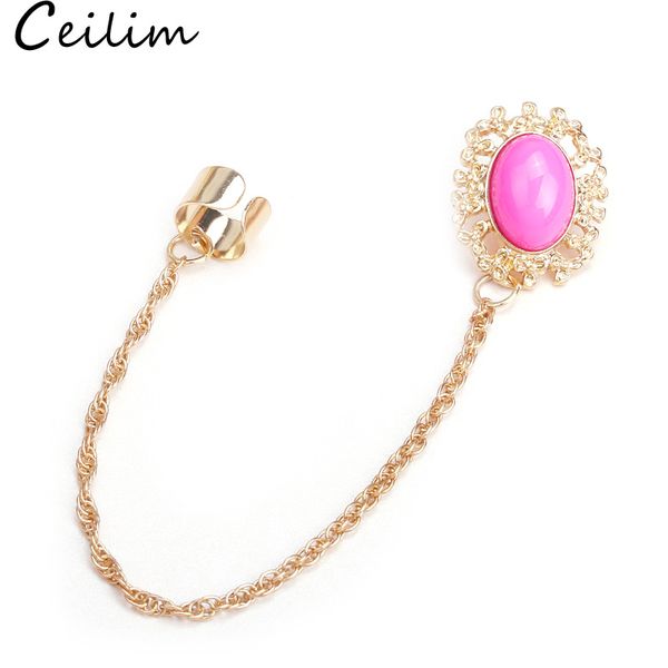 

1 piece tassel chain clip earrings green pink acrylic charms ear long statement earrings for women punk single earring wholesale jewelry, Silver
