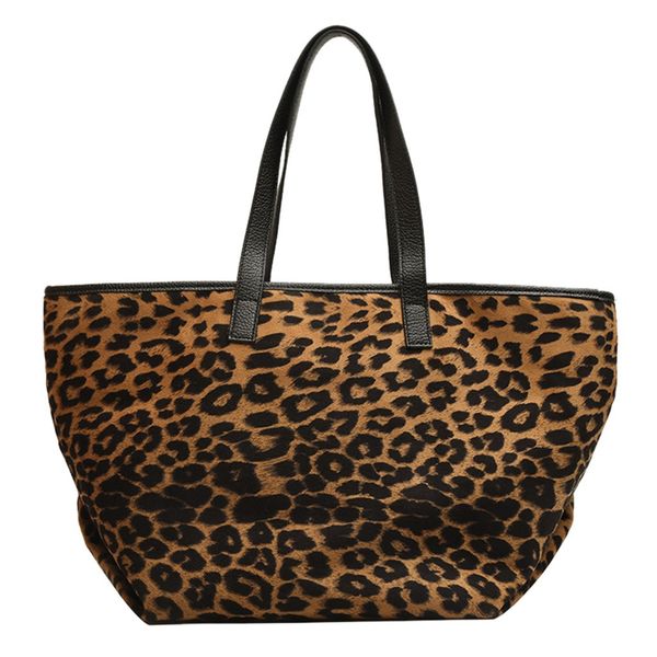

2019 fashion women's handbag solid color large capacity wool shoulder bag european and american leopard shoulder bags 1209
