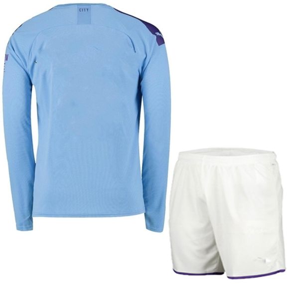 

19 20 manchester soccer jersey shorts long sleeve soccer kit city de bruyne kun aguero sane football shirts and pants mens football uniforms, Black;yellow