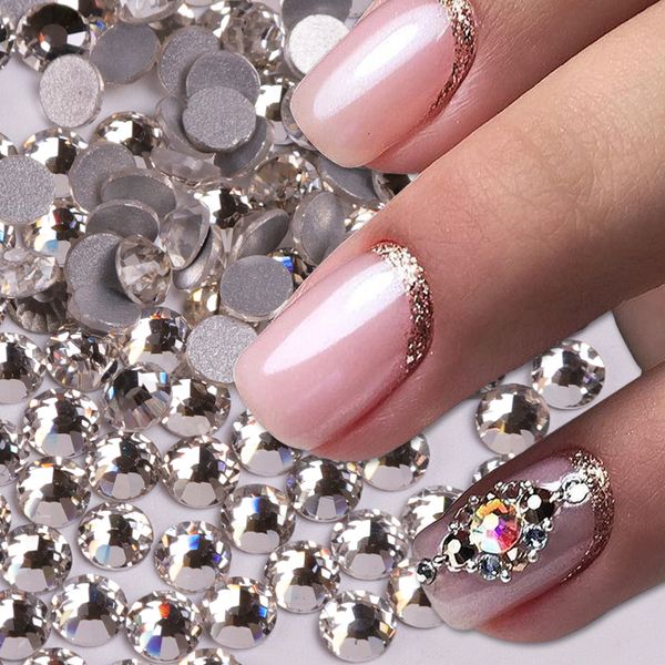 

1bag(1440/288/144pcs) nail rhinestone sparkly crystal white flatback chars diy nail art decorations 3d glass stones ss3-ss40, Silver;gold