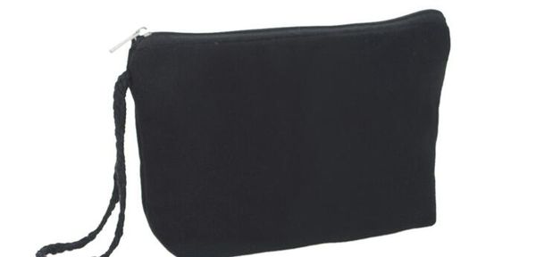 

dhl 10sets 19*11*5cm women canvas solid pure blank diy beige cosmetic bag