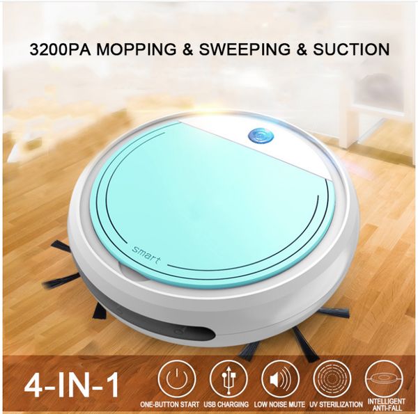 

3200pa smart robot vacuum cleaner usb 4 in 1 auto rechargeable smart sweeping dry wet mop uv sterilizer strong suction sweeper