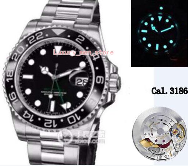 

Super new upgraded ver ion men automatic cal 3186 watch blue black ceramic men gmt watche dive port date waterproof teel hot1