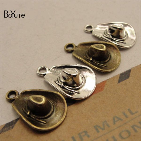 

boyute (100 pieces/lot) wholesale metal alloy 20*13mm cowboy hat pendant charms diy hand made jewelry accessories, Silver