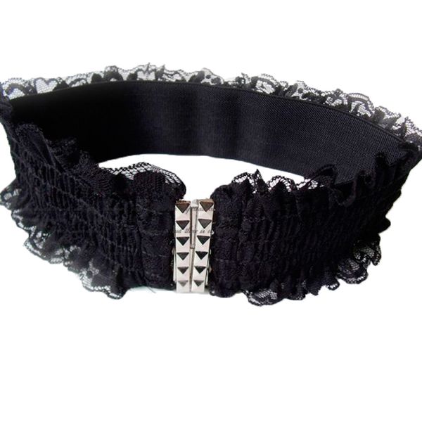 

new retro totem wide waistband elastic stretch dress waist belt buckle band ladies dress accessories valentine's day gift, Black;brown