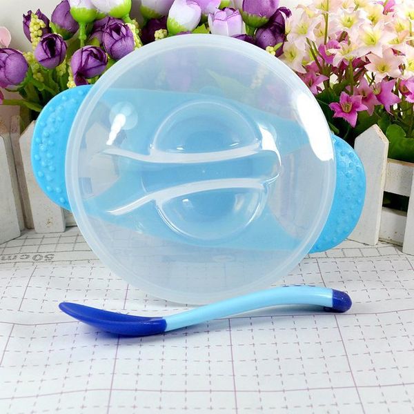 

baby learning dishes with suction cup assist food bowl temperature sensing spoon baby tableware baby utensils spoon+fork