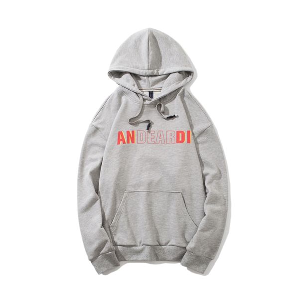 

2019 men's spring new casual letter printing long sleeved hooded hoodies loose temperament trend cotton harajuku streetwear, Black