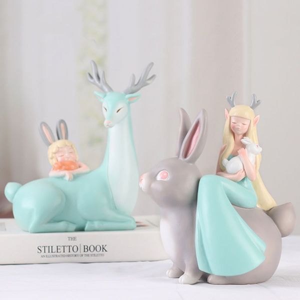 

resin crafts cartoon deer ornaments creative home decorations