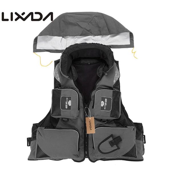 

lixada fishing vest polyester outdoor swimming life vest backpack carp pesca survival safety jacket fishing clothes overalls