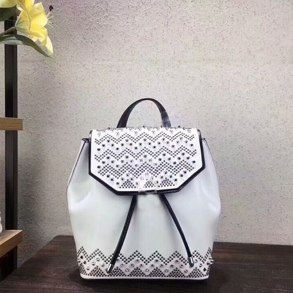 

designer backpack luxury handbags purses fashion rivet herringbone pattern black brass snake head smooth cowhide backpack