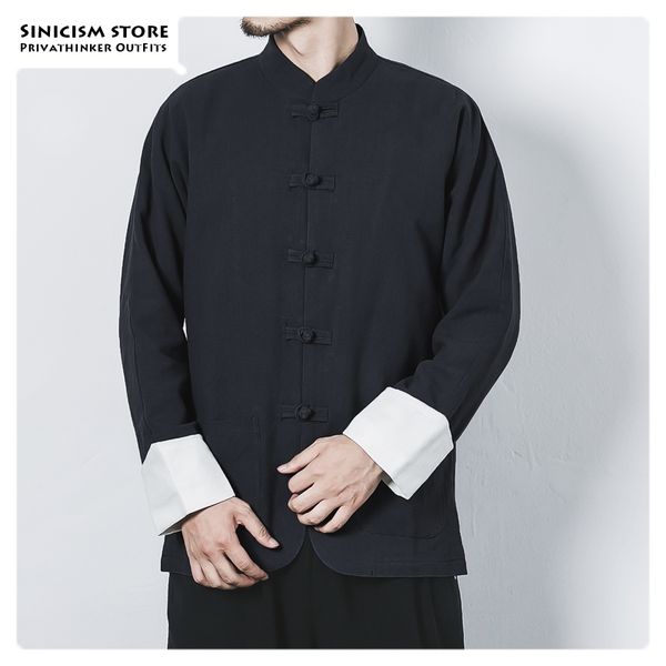 

sinicism store men stand collar oversize jackets mens buckle vintage solid jacket coat male oversize 2019 autumn fashion clothes, Black;brown
