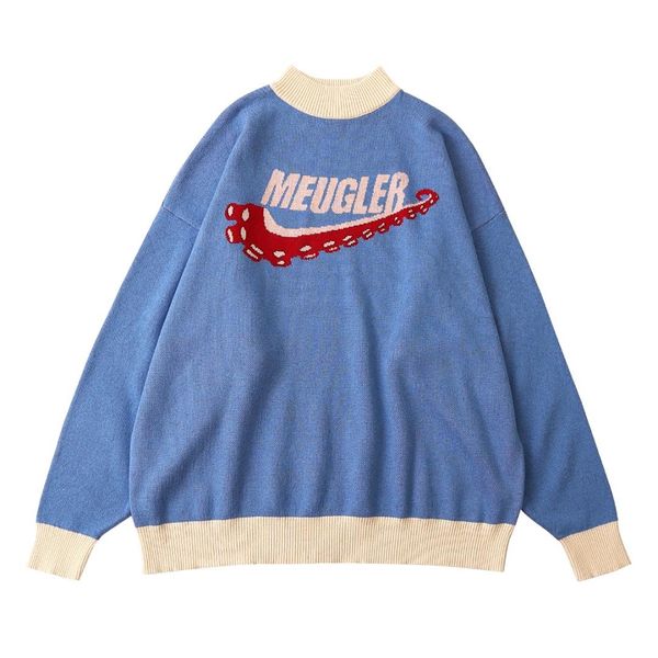 

2018 spring vintage women pullover sweater cotton letters ocs jacquard oversize knitted pullovers casual knitwear, White;black