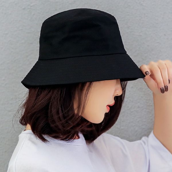 

2020 fisherman hat woman spring summer sunshade hat man candy color flat bucket hats head outdoor bucket caps cotton new -8, Blue;gray