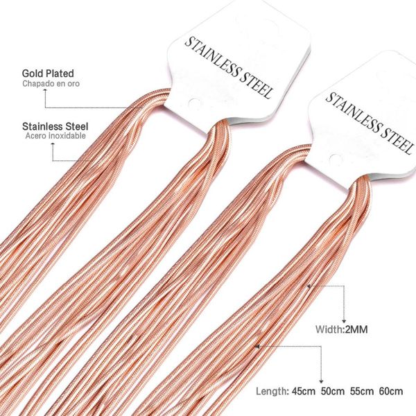 

luxusteel 10pcs/lots stainless steel chain necklaces rose gold/black length 18inch to 24inch tabular snake wholesale necklace, Silver