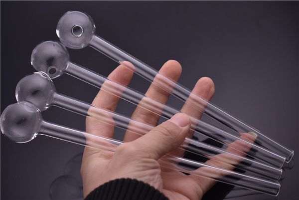 

High quality Lengthen 20cm Long 30mm ball clear oil Burner pipe glass tube Pyrex glass oil burner pipe for smoking pipes