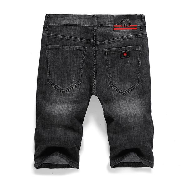 

mens designer fashionable denim shorts nostalgic casual personality five-point student loose stretch pants, Blue