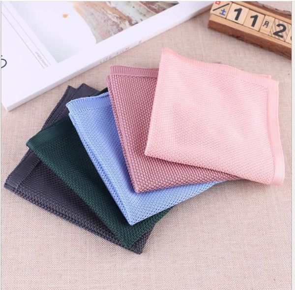 

2019 new simple pure colored knitted towel fashion suit pocket towel formal dress towel, Blue;purple