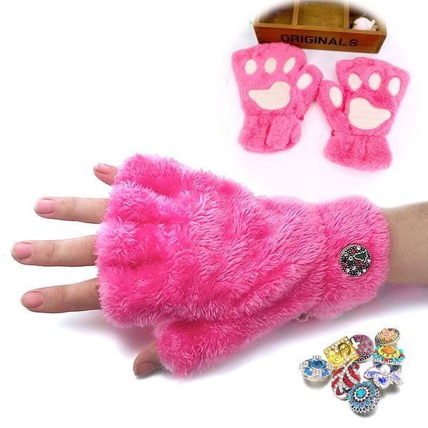 

cat paw winter перчатки без пальцев 021 fit 18mm snap кнопки аксессуары подвески ювелирные изделия для женщин подростков девочка рождественс, Blue;gray