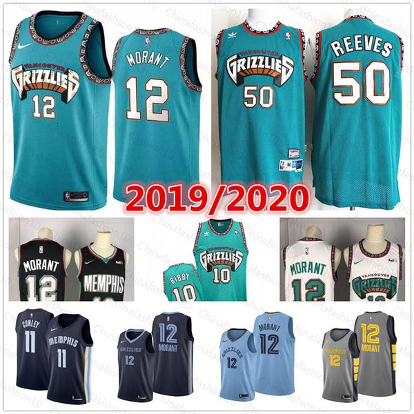 

Men 039 memphi jer ey grizzlie ja 12 morant grizzly 10 mike bibby bryant 50 reeve hareef abdur 3 rahim throwback ba ketball jer ey f, Black;blue