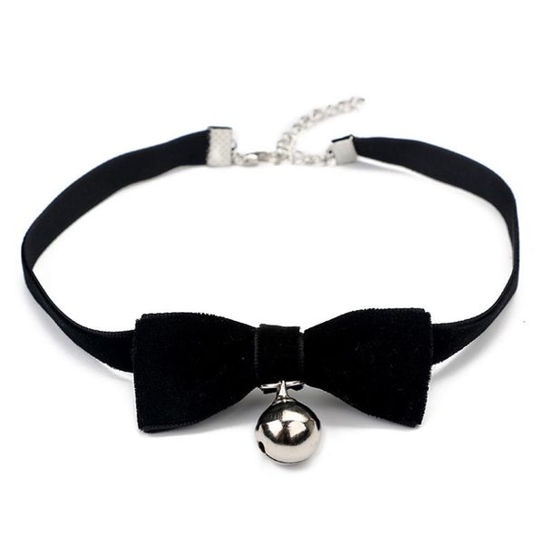 

neck band black band red ribbon bell pendent jewelry velvet gothic collar choker, Black;blue