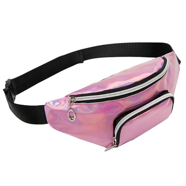 

pvc waterproof fitness athletic bags lady shoulders sequin waist pack solid purse hiking running phone pouch messenger bag a40