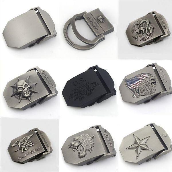 

bokadiao canvas belt only buckle alloy metal buckle 4.5 x 6.8cm luxury army tactical belt with width 3.8cm belts, Black;brown