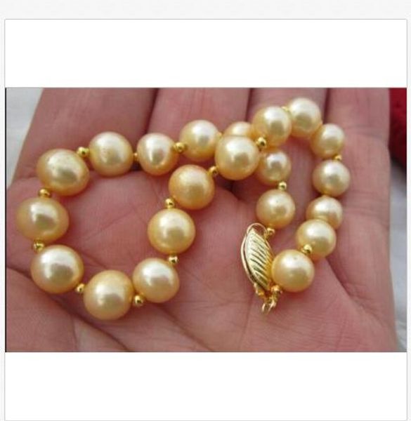 

9-10mm natural golden south sea pearl bracelet 7.5-8 14k, Black