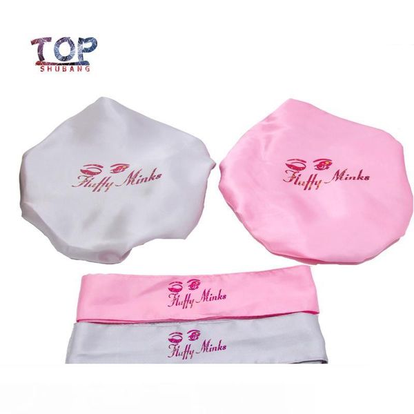 

customized multicolor logo satin bonnet 2 layer polyester satin women bonnet headband caring extention wig hairs sleep bonnets