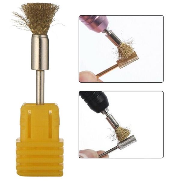 

1pc copper wire nail drill bits cleaning brush clean accessories manicure tools for pedicure nail drill accessories, Silver